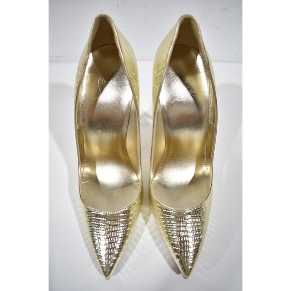 Christian Louboutin So Kate 120 Gold Lizard Lizzy Pointy Stiletto Heel Pump 37.5 - Picture 7 of 12